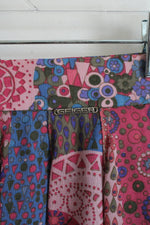 Vintage Geiger Pink Blue & Green Pleated Wool Midi Skirt | 40