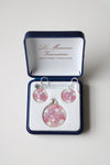 Serendipity Venezia Pink Flower Earring & Necklace Pendant Set