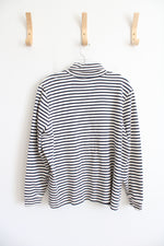 L.L. Bean White & Navy Striped Turtleneck Top | 1X
