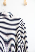 L.L. Bean White & Navy Striped Turtleneck Top | 1X
