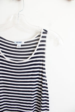 Old Navy White & Navy Striped Tank Top | L