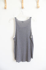 Old Navy White & Navy Striped Tank Top | L