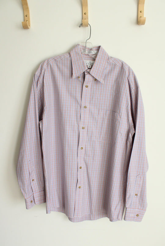 Enro Non-Iron Blue Orange Pinpoint Oxford Button Up Shirt | M