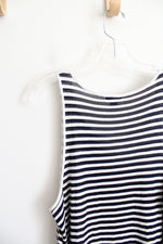 Old Navy White & Navy Striped Tank Top | L