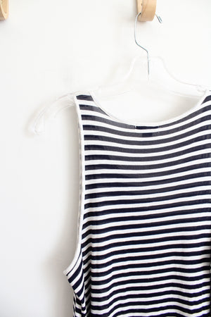 Old Navy White & Navy Striped Tank Top | L