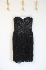 NEW Claire Dickson Black Sequined Strapless Bodycon Dress | 6