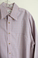 Enro Non-Iron Blue Orange Pinpoint Oxford Button Up Shirt | M