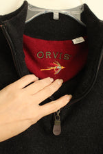 Orvis Gray Wool Quarter Zip Pullover | XL