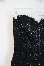 NEW Claire Dickson Black Sequined Strapless Bodycon Dress | 6