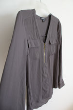 Express 1/4 Zip Gray Top | XS