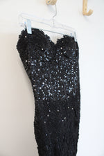 NEW Claire Dickson Black Sequined Strapless Bodycon Dress | 6