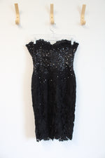 NEW Claire Dickson Black Sequined Strapless Bodycon Dress | 6