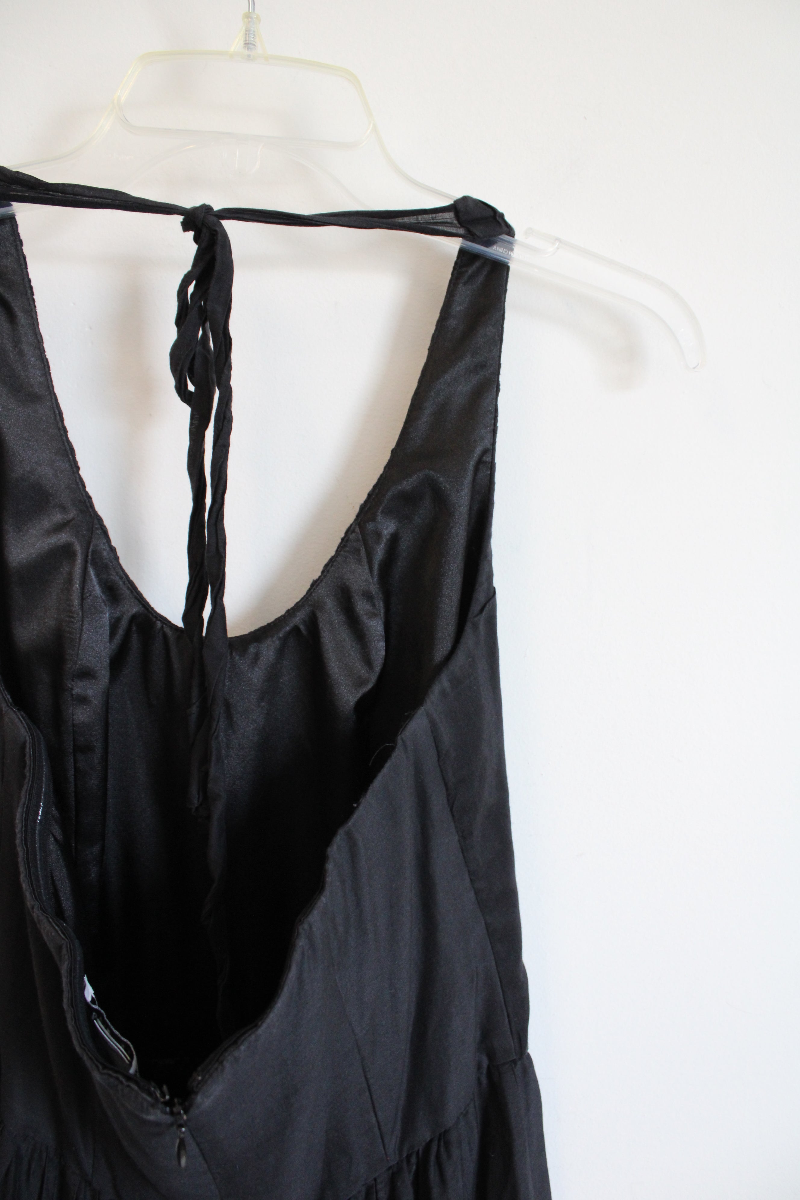 White House Black Market Black Silk Blend Tiered Halter Neck Dress | 2 Jubilee Thrift White House Black Market Black Silk Blend Tiered Halter Neck Dress | 2 Jubilee Thrift
