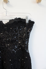 NEW Claire Dickson Black Sequined Strapless Bodycon Dress | 6