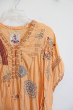 Pete & Greta Peach Embroidered Boho Top | XL