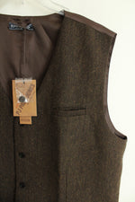 NEW PJ Paul Jones Brown Herringbone Wool Blend Tweed Suit Vest | XL