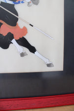 Vintage Japanese Samurai On Horseback Silk Painting | 25X21"