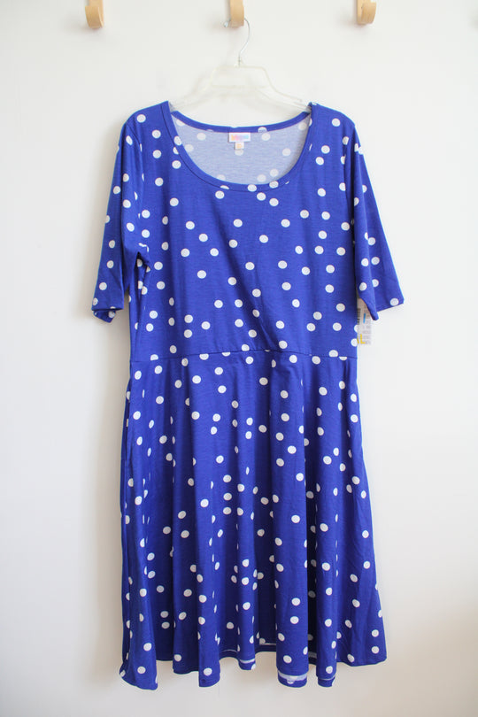 NEW LuLaRoe Blue & White Polka Dot Nicole Dress | 3XL
