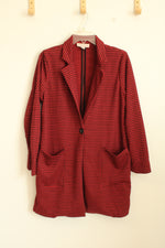 Philosophy Red and Black Houndstooth Long Blazer | M