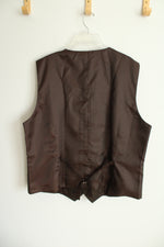 NEW PJ Paul Jones Brown Herringbone Wool Blend Tweed Suit Vest | XL
