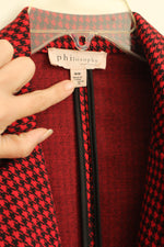 Philosophy Red and Black Houndstooth Long Blazer | M