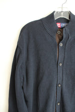 Chaps Elbow Patches Navy Blue Button Down Sweater Cardigan | XL