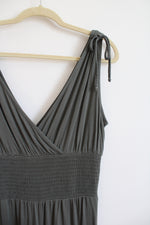 Olive Green Ruched Waist Jumpsuit | L