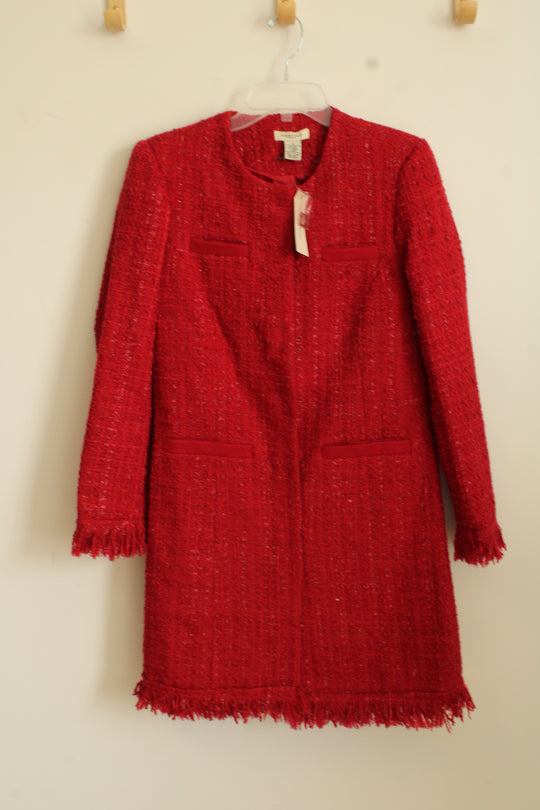 NEW Vertigo Paris Long Red Boucle Jacket | XS