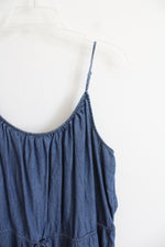 Express Blue Chambray Flowy Tiered Romper | XL