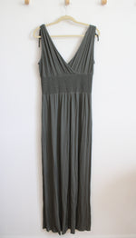 Olive Green Ruched Waist Jumpsuit | L