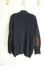 Chaps Elbow Patches Navy Blue Button Down Sweater Cardigan | XL