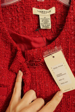 NEW Vertigo Paris Long Red Boucle Jacket | XS