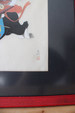 Vintage Japanese Samurai On Horseback Silk Painting | 25X21"