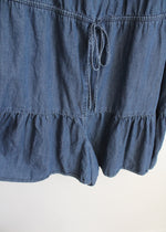 Express Blue Chambray Flowy Tiered Romper | XL
