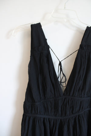 blue dress for baby girl NEW Banana Republic Black Deep V-Neck & Back Silk Blend Maxi Dress