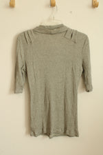 NEW Deletta Anthropologie Gray and White Textured Layered Top | L