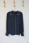 NEW Ann Taylor Gray Sheer Button Down Top | L