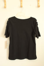 NEW Ruby Rd Black Cut-out Sleeve T-shirt | M-P