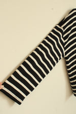 Ann Taylor Weekend Black and White Cotton Heavy Striped LS Top | XL