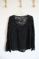 Express Black Lace Long Sleeved Top | S