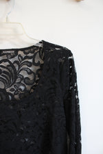 Express Black Lace Long Sleeved Top | S