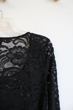 Express Black Lace Long Sleeved Top | S