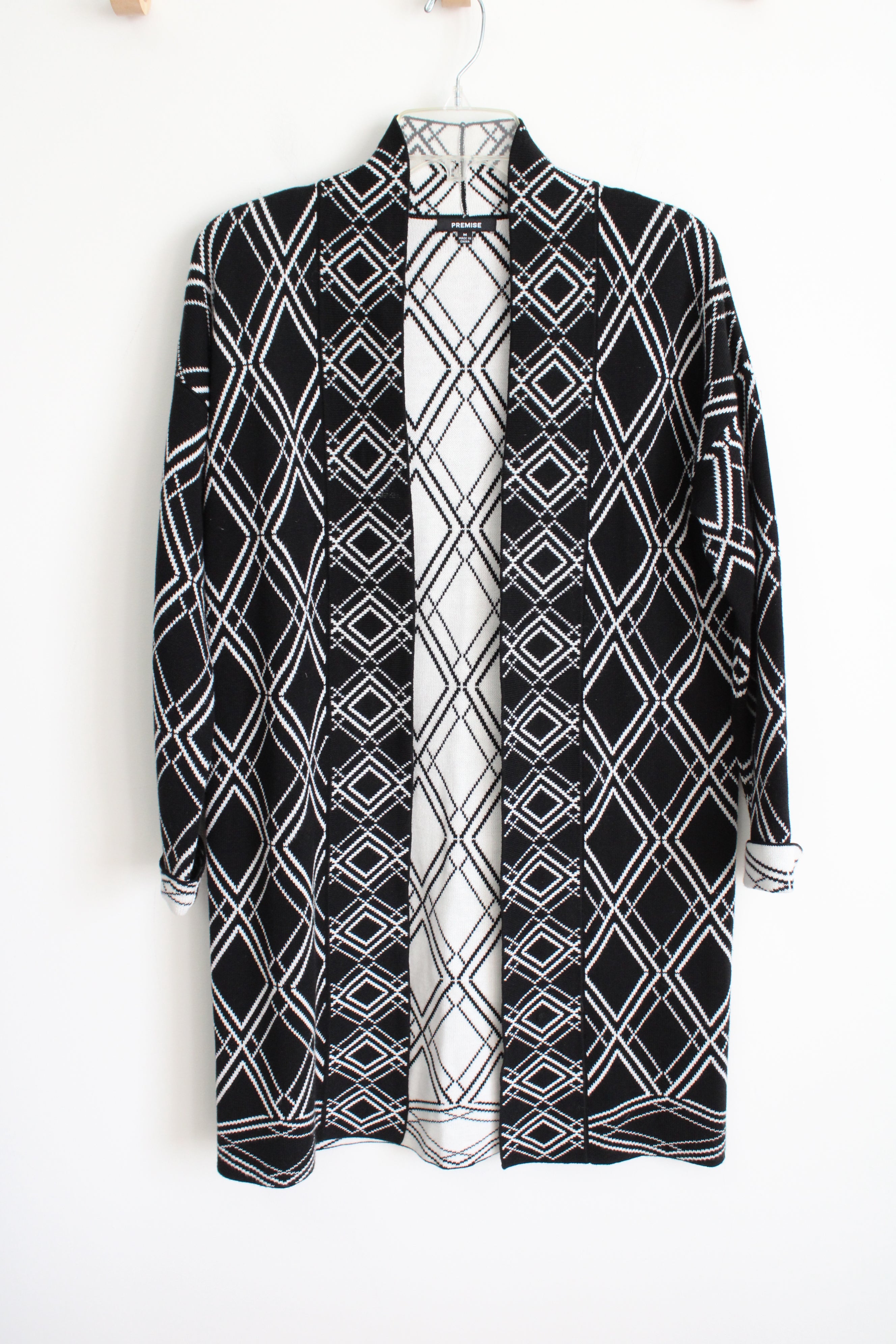 Premise Black Patterned Long Knit Cardigan | M