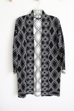 Premise Black Patterned Long Knit Cardigan | M