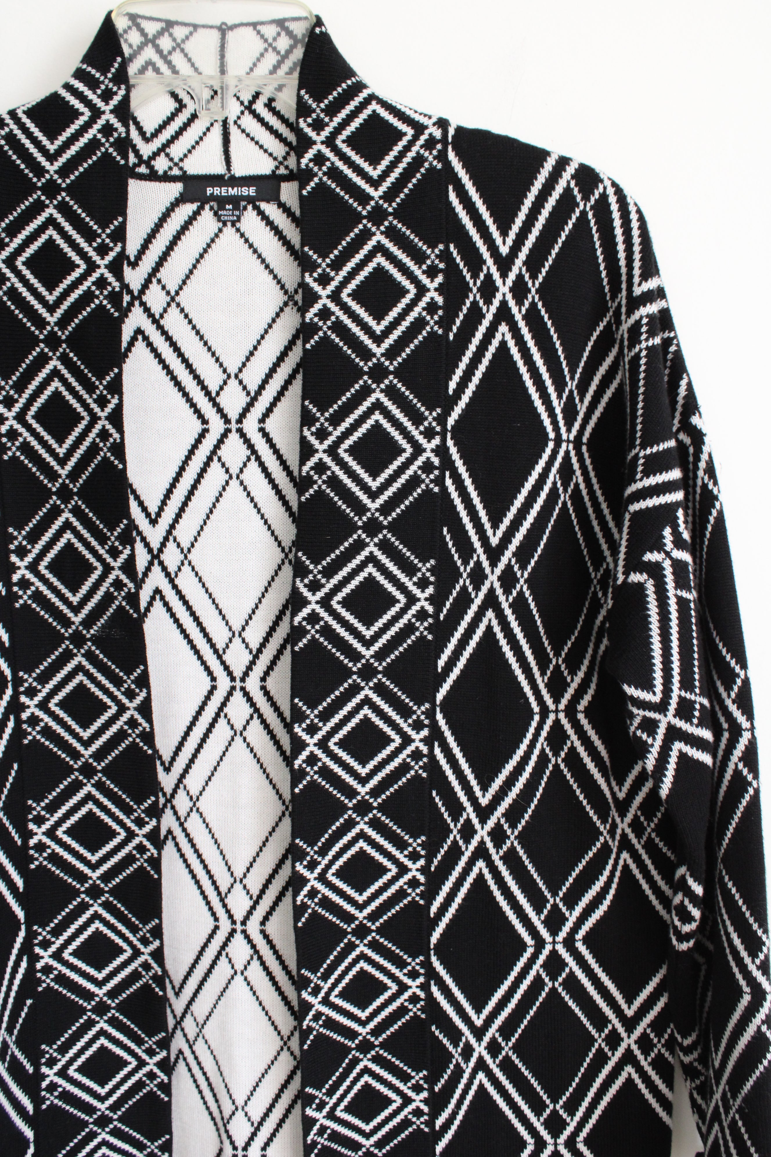 Premise Black Patterned Long Knit Cardigan | M