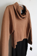 NEW Taylor Black & Brown Cowl Neck Sweater Dress | M