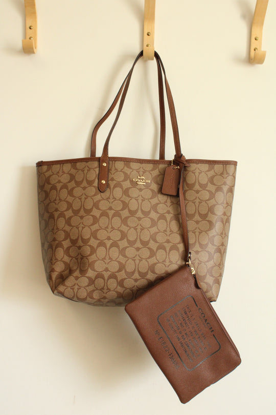Coach City Tote Reversible Purse & Pouch Set