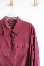 Denim & Co. Red Long Sleeved Button Down Dress | L