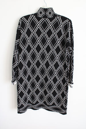 Premise Black Patterned Long Knit Cardigan | M