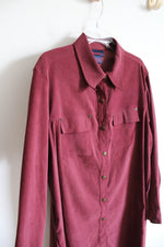 Denim & Co. Red Long Sleeved Button Down Dress | L